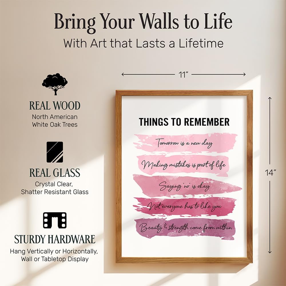 Positive Inspirational Quotes Wall Decor - Uplifting Encouragement Gifts for Women, Girls, Teens, Daughter, BFF, Best Friend - Pink Motivational Wall Art Poster for Home Office, Bedroom, Bathroom