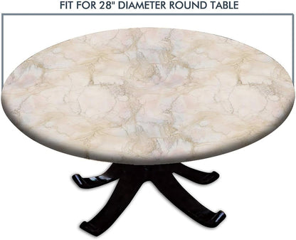 Fitted Table Cloths Round, Light Pink Marble Texture Pattern Printed on Spill Resistant Table Decor, for Kitchen Decor and Accessories Fit for 28" Table