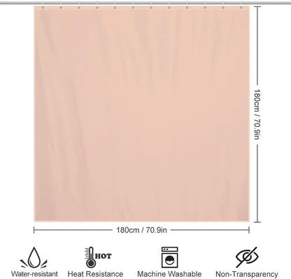 Modern Elegant Shower Curtain, Minimalist Peach Pastel Solid Plain Simple Elegant Bath Curtains Waterproof Fabric with Hooks for Home Decor, 72Wx72H