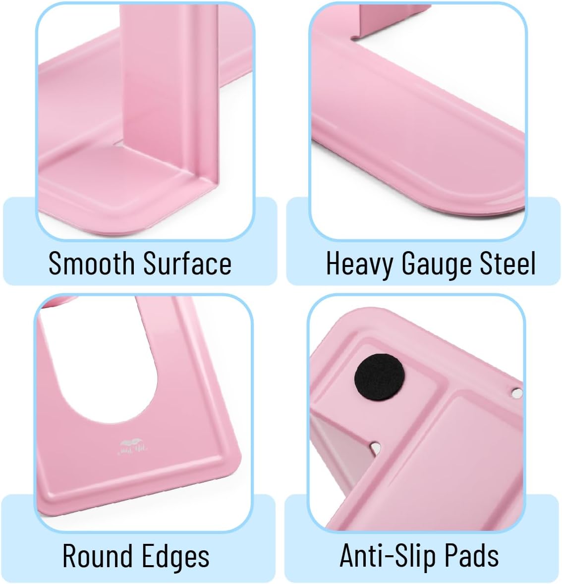 Book Ends, 4 Pack, Light Pink