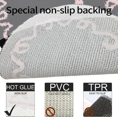 Black Pink Bow Bathroom Mat Coquette Non Slip Heart Shaped Bow Rug Cute Girly Carpet Room Decor Microfiber Absorbent Bath Rug for Bathroom Bathtub Shower Bedroom