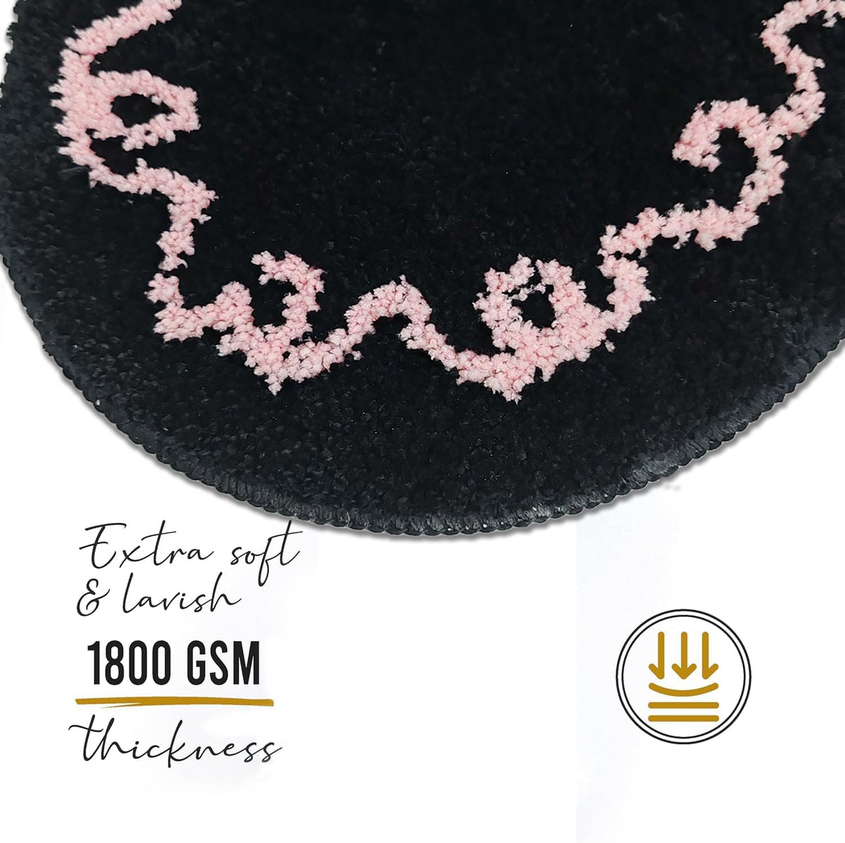 Black Pink Bow Bathroom Mat Coquette Non Slip Heart Shaped Bow Rug Cute Girly Carpet Room Decor Microfiber Absorbent Bath Rug for Bathroom Bathtub Shower Bedroom