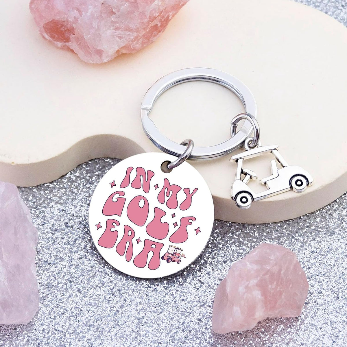 Funny Golf Gifts for Women Golf Cart Keychain Pink Gifts for Golfers Women