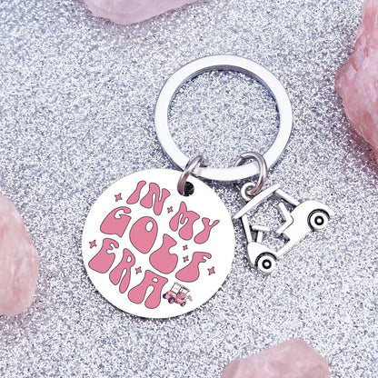 Funny Golf Gifts for Women Golf Cart Keychain Pink Gifts for Golfers Women