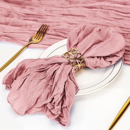 Cupuamon 25 Pack Cheesecloth Napkins 20x20 Inch Dinner Table Napkins Boho Washable Rustic Gauze Napkins Bulk for Wedding Bridal Baby Shower Party Decor (Dusty Pink)
