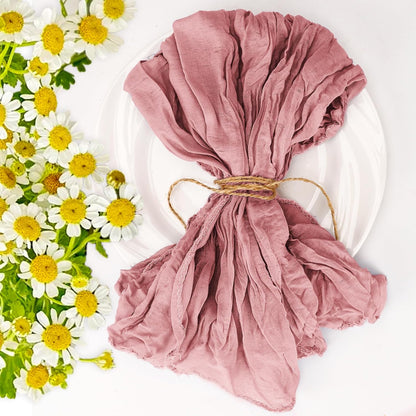 Cupuamon 25 Pack Cheesecloth Napkins 20x20 Inch Dinner Table Napkins Boho Washable Rustic Gauze Napkins Bulk for Wedding Bridal Baby Shower Party Decor (Dusty Pink)