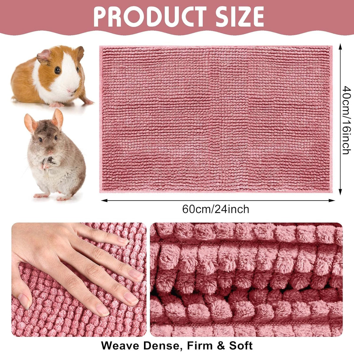4 Pcs Guinea Pig Cage Liner, 16 x 24 Inch, Pink