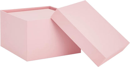 Gift Box Set - 4 Piece Assortment, Pink - Nesting & Stackable Pink Square Boxes with Lids for Weddings, Birthdays & Favors