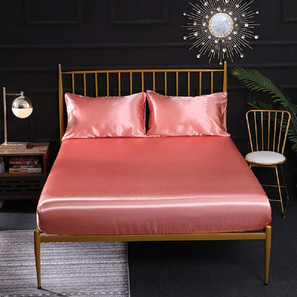 Fitted Sheet Full XL Peach - Satin Silk Soft and Comfortable - Wrinkle, Fade, Stain Resistant - 21" Deep Pocket - 1 Single Fitted Bottom Sheet Only - Easy Care (Full XL, Peach)