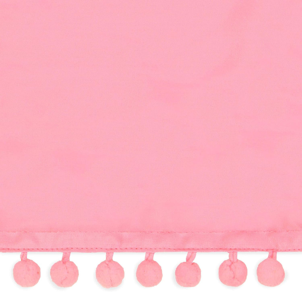 Pom Pom Elastic Wrap Around Bed Skirt, Easy On/Off Dust Ruffle (18 Inch Drop), Queen/King, Pink