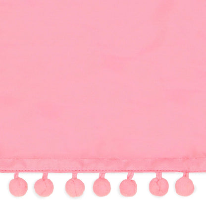 Pom Pom Elastic Wrap Around Bed Skirt, Easy On/Off Dust Ruffle (18 Inch Drop), Queen/King, Pink