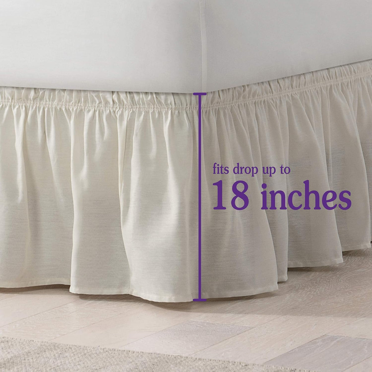 Pom Pom Elastic Wrap Around Bed Skirt, Easy On/Off Dust Ruffle (18 Inch Drop), Queen/King, Pink