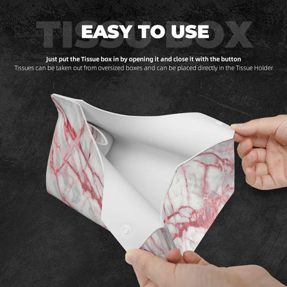Pink Marble Modern Abstract Tissue Box Cover Long Leather Tissue Box Holder for Bathroom Bedroom Home Office Decor