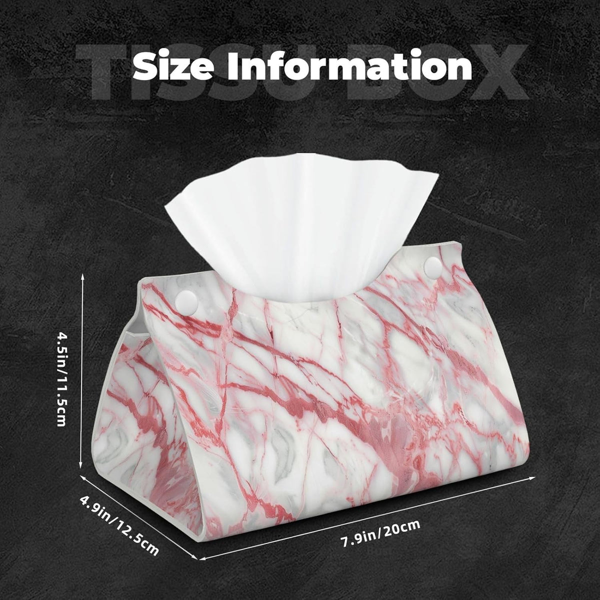 Pink Marble Modern Abstract Tissue Box Cover Long Leather Tissue Box Holder for Bathroom Bedroom Home Office Decor