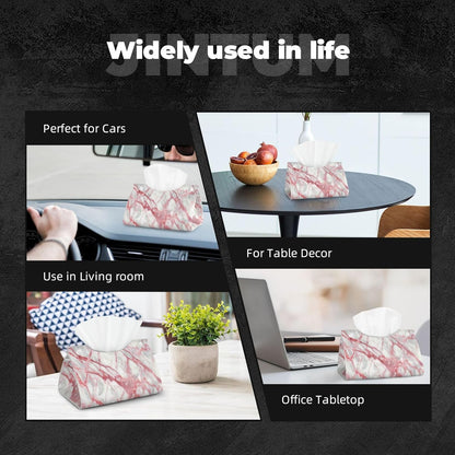 Pink Marble Modern Abstract Tissue Box Cover Long Leather Tissue Box Holder for Bathroom Bedroom Home Office Decor