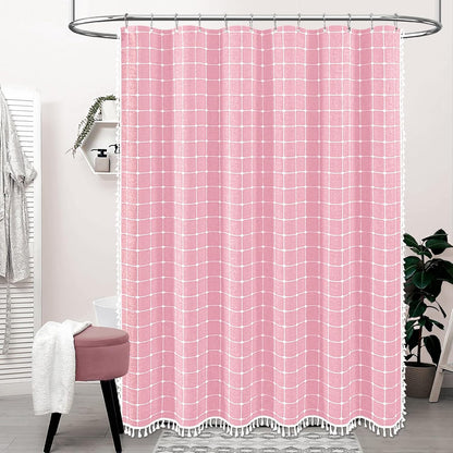 BTTN Pink Boho Farmhouse Linen Heavy Duty Fabric Set, 72x72