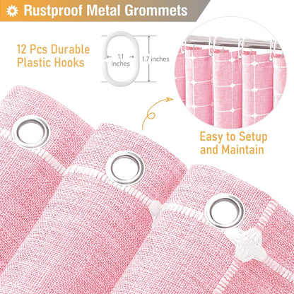 BTTN Pink Boho Farmhouse Linen Heavy Duty Fabric Set, 72x72