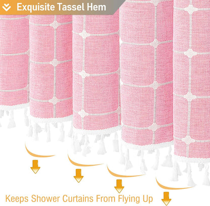 BTTN Pink Boho Farmhouse Linen Heavy Duty Fabric Set, 72x72