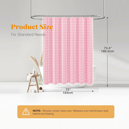 BTTN Pink Boho Farmhouse Linen Heavy Duty Fabric Set, 72x72