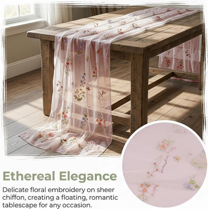 10Ft 1Pcs Generic Wildflower Embroidery Table Runner