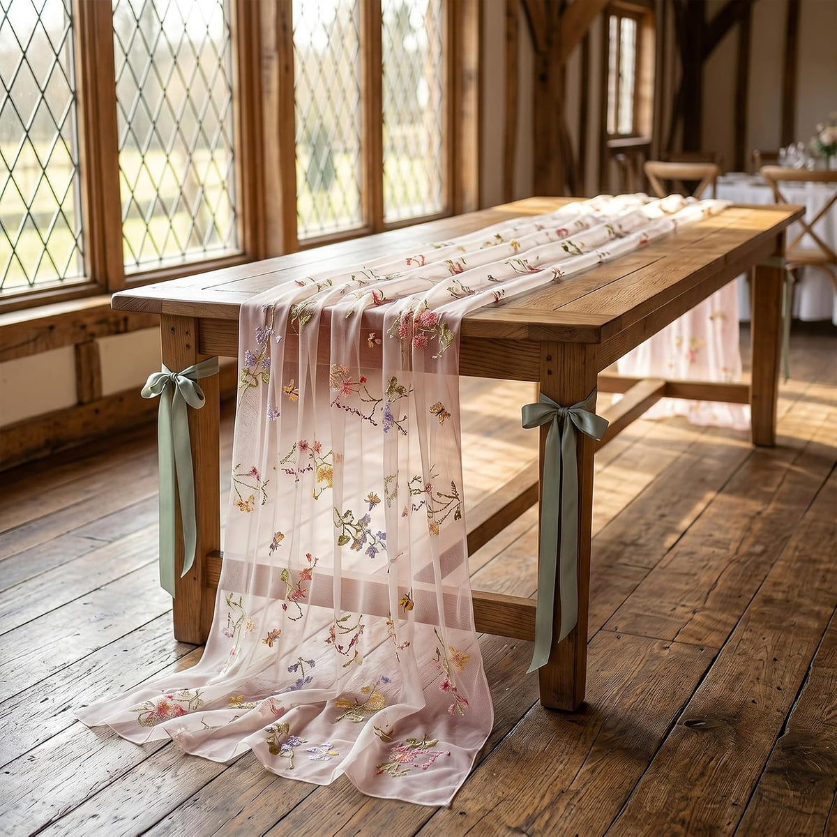 10Ft 1Pcs Generic Wildflower Embroidery Table Runner