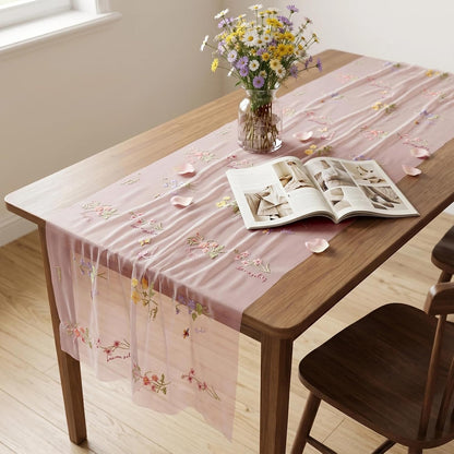 10Ft 1Pcs Generic Wildflower Embroidery Table Runner