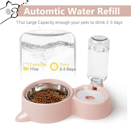 Dog Bowls, Cat Food and Water Bowl Set with Water Dispenser