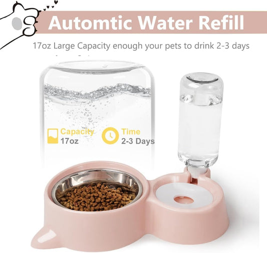 Dog Bowls, Cat Food and Water Bowl Set with Water Dispenser
