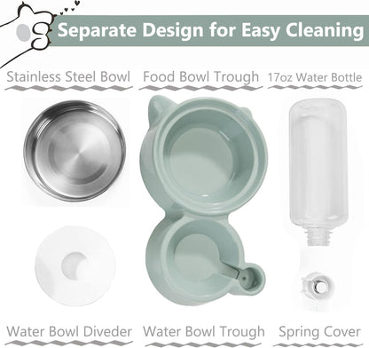 Dog Bowls, Cat Food and Water Bowl Set with Water Dispenser