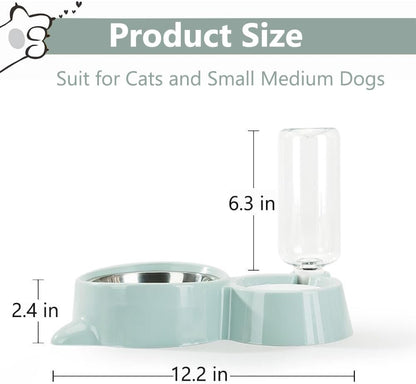 Dog Bowls, Cat Food and Water Bowl Set with Water Dispenser