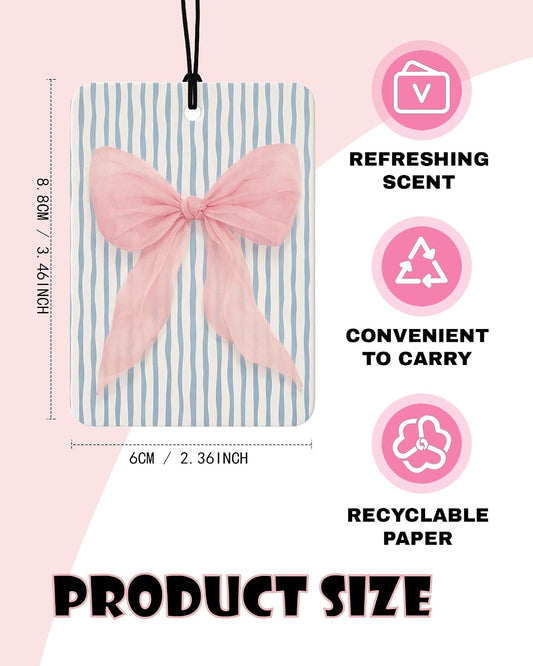 Coquette Pink Bow Orange Citrus Car Air Freshener 4pcs, Pink Girly Preppy Cute Balloon Dog Disco Ball Hanging Scents Car Accessories Interior Mirror Decor for Women