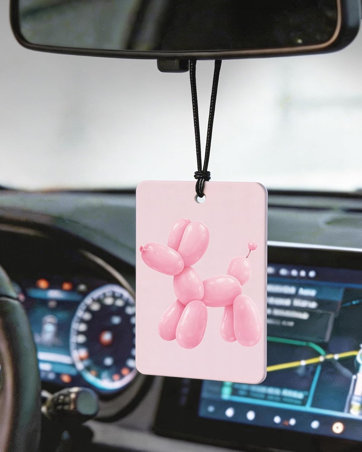 Coquette Pink Bow Orange Citrus Car Air Freshener 4pcs, Pink Girly Preppy Cute Balloon Dog Disco Ball Hanging Scents Car Accessories Interior Mirror Decor for Women