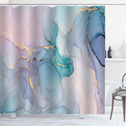 Pink Purple Marble Shower Curtain Teal Blue Abstract Modern Ink Art Colorful Bathroom Curtains Waterproof Polyester Fabric Bath Curtain 72 x 72 Inch with 12 Hooks