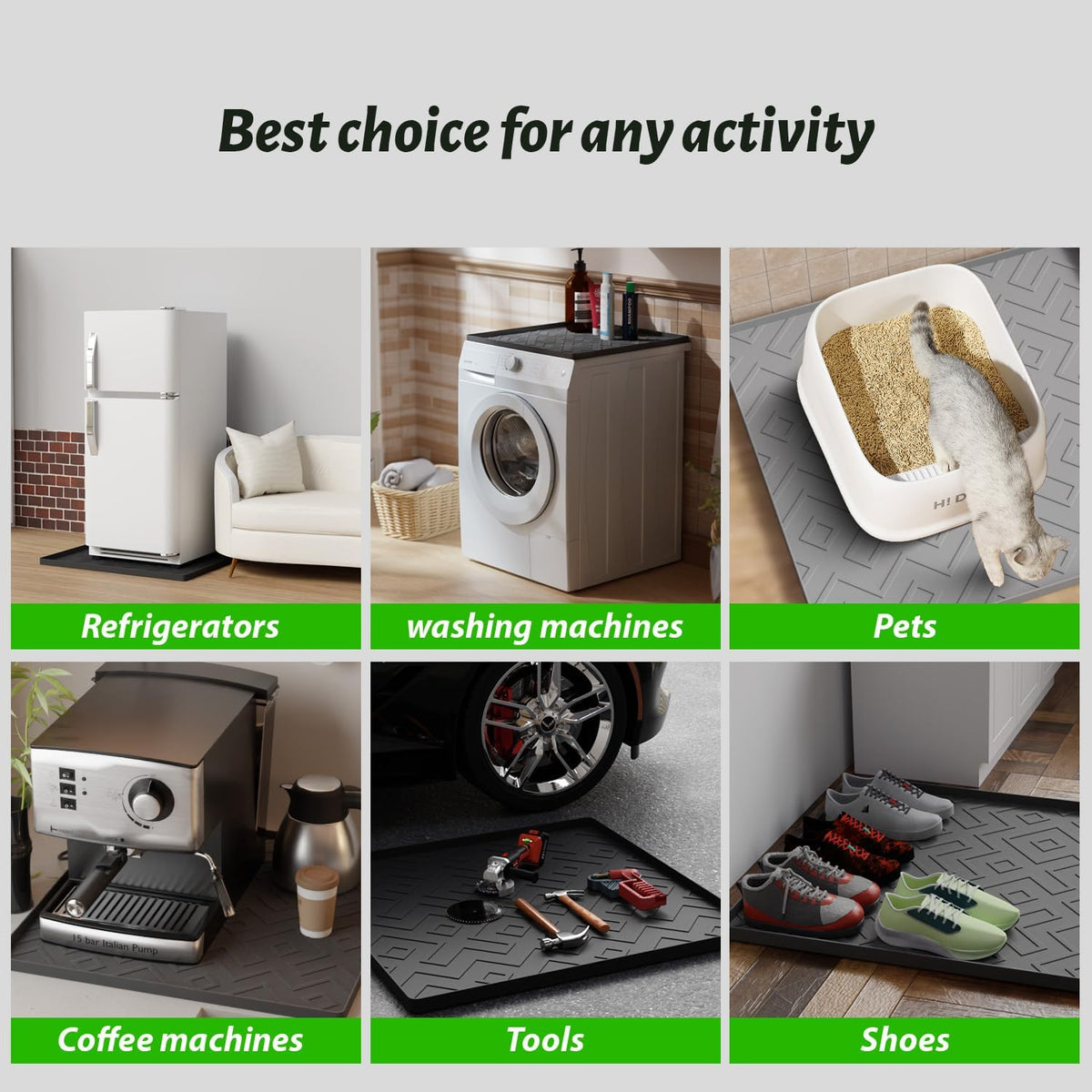 Silicone Mini Fridge Mat 19.7"x19.7" – Non-Slip, Waterproof Drip Tray for Refrigerators, Washing Machines, Dryers, Dishwashers & Wine Coolers