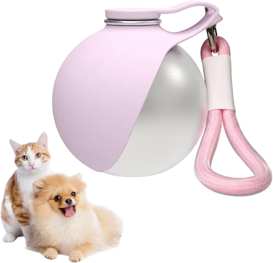 Portable Pet Water Bottle, 285ml/10 Oz Stainless Steel Compact Dog Drinking Bottles Leak Proof Cat Travel Water Bottles with Foldable Silicone Bowl for Outdoor Walking Hiking
