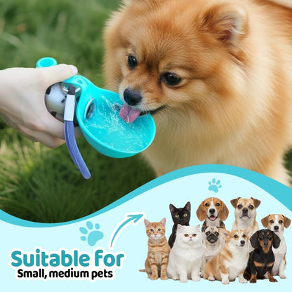 Portable Pet Water Bottle, 285ml/10 Oz Stainless Steel Compact Dog Drinking Bottles Leak Proof Cat Travel Water Bottles with Foldable Silicone Bowl for Outdoor Walking Hiking