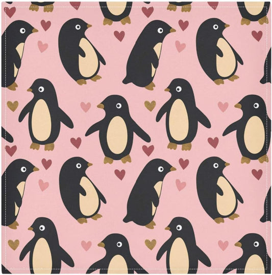 Dinner Napkins Cloth Rustic Penguin Peach Valentines Gold Bistro Kitchen Napkins Cloth Set of 6 20 x 20in