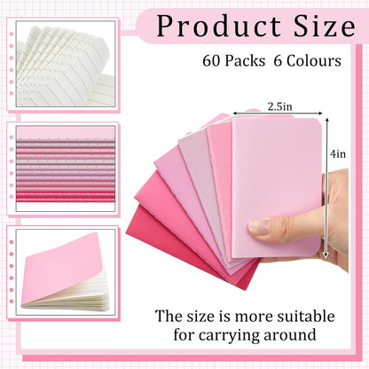 36 Pcs Pocket Notebook Bulk, Pink, Blank Cover