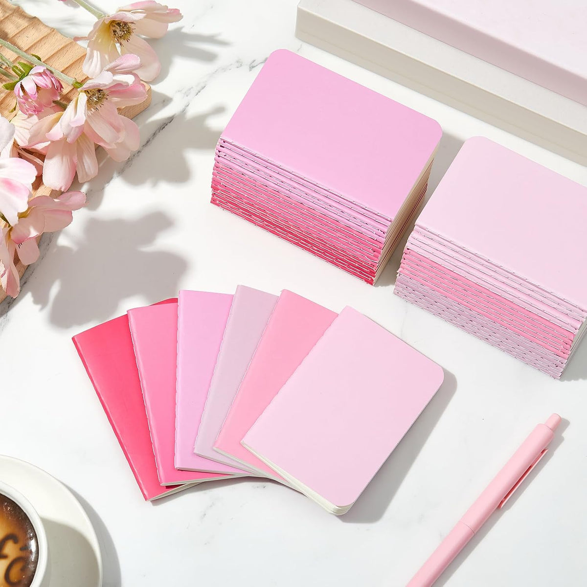 36 Pcs Pocket Notebook Bulk, Pink, Blank Cover