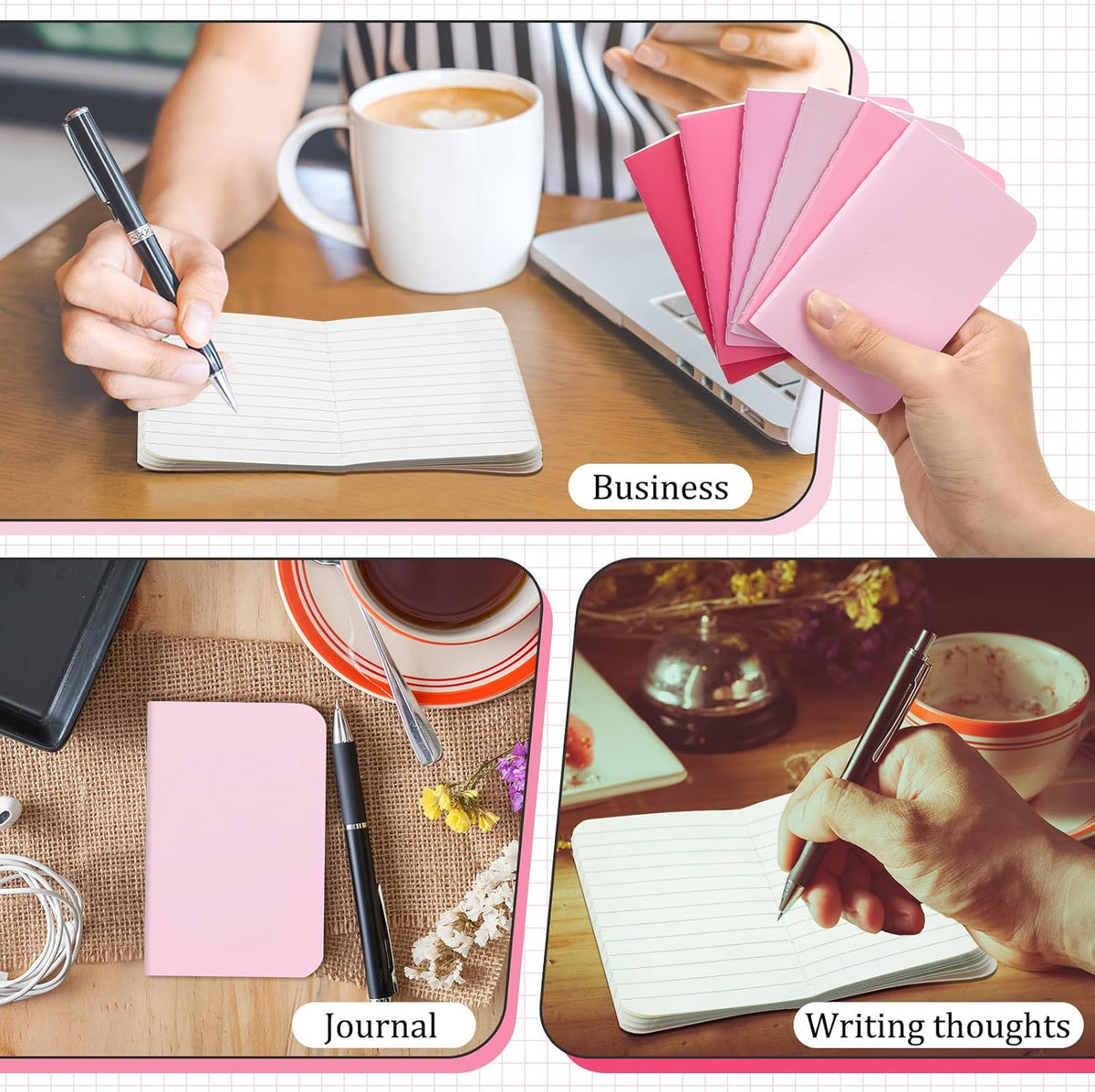 36 Pcs Pocket Notebook Bulk, Pink, Blank Cover