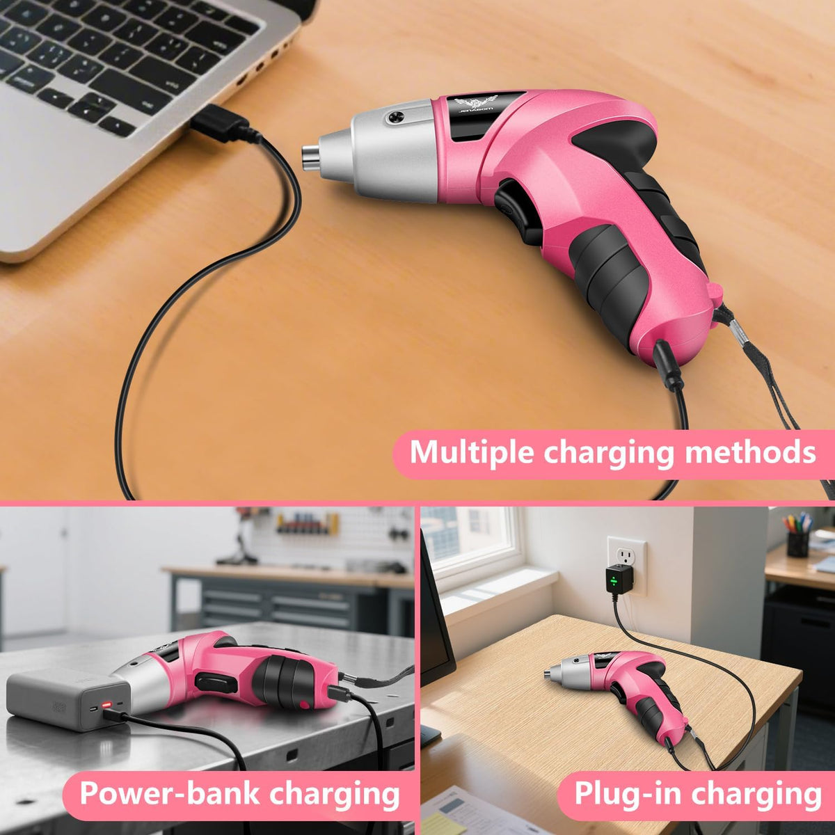 3.6V Electric Cordless Screwdriver, Mini Drill Set, Pink