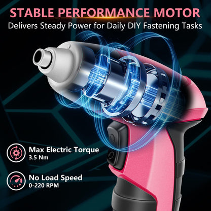 3.6V Electric Cordless Screwdriver, Mini Drill Set, Pink