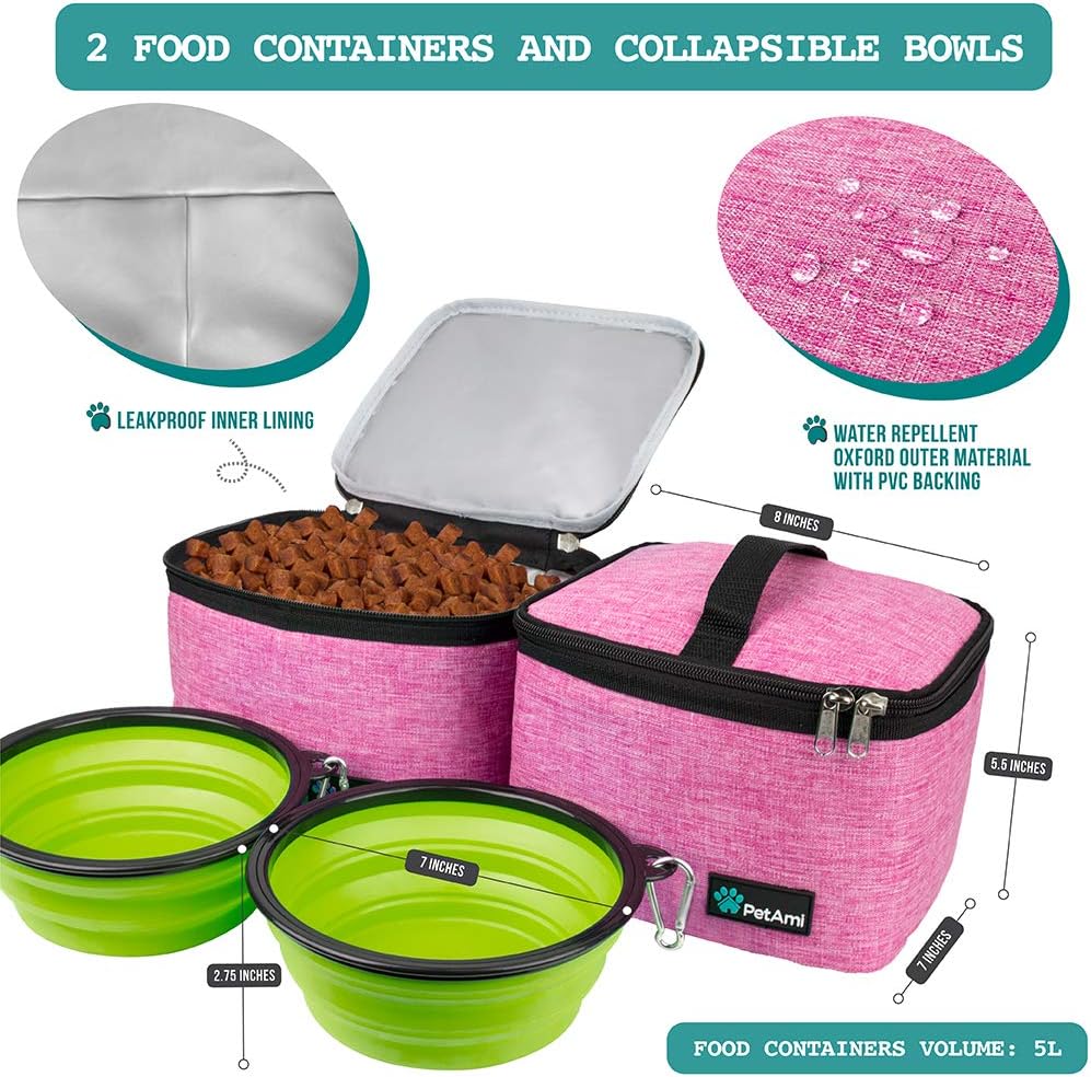 Dog Travel Bag Organizer, Pet Supplies Tote Diaper Bag, Pink Large