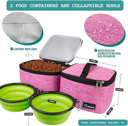 Dog Travel Bag Organizer, Pet Supplies Tote Diaper Bag, Pink Large