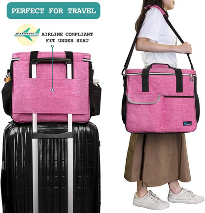 Dog Travel Bag Organizer, Pet Supplies Tote Diaper Bag, Pink Large