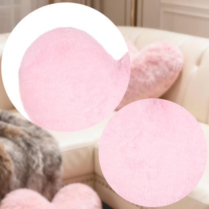 Heart Shaped Decorative Throw Pillow Super Soft Plush Cushion Cute Home Decor for Bedroom Living Room Sofa Chair Valentines Wedding(Pink)