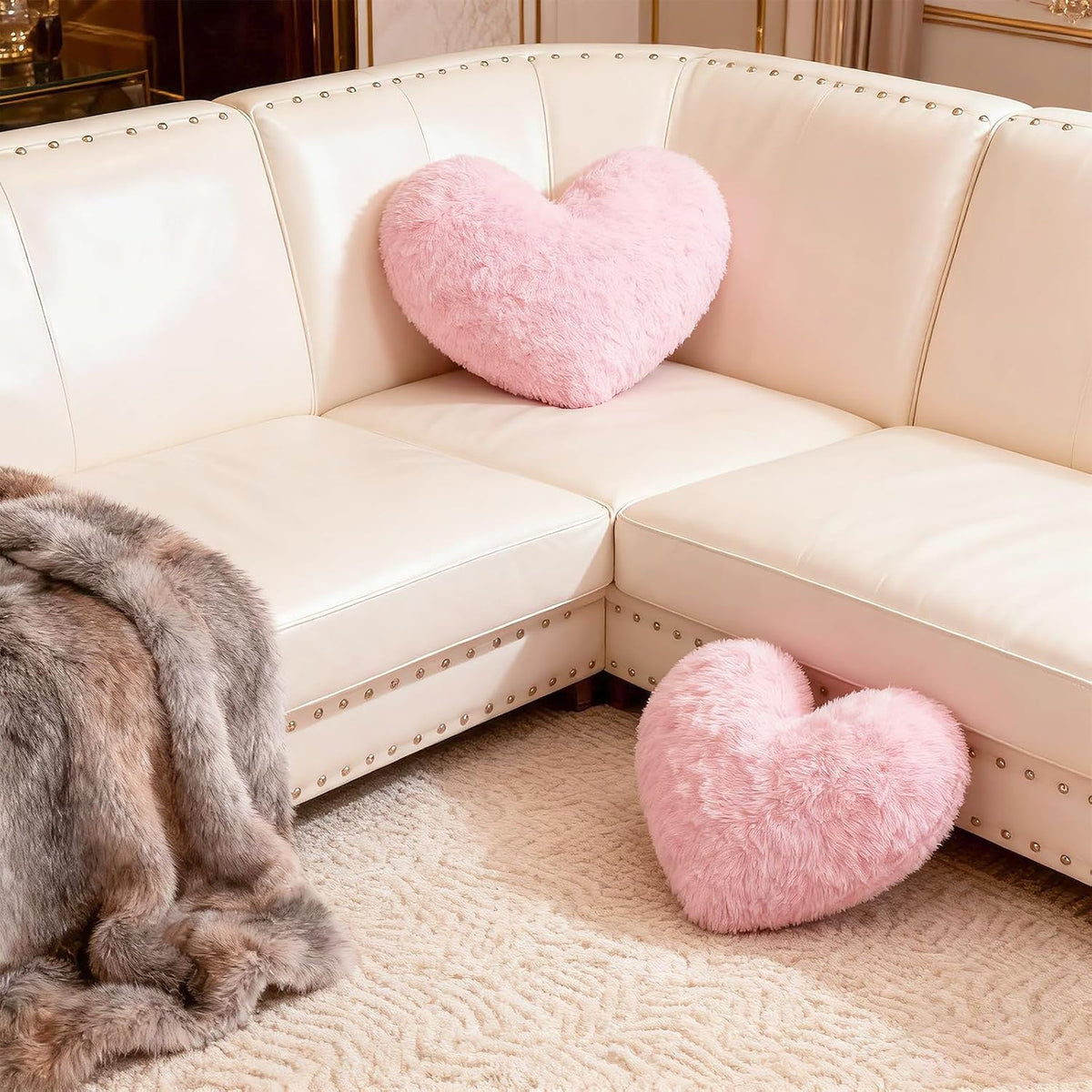 Heart Shaped Decorative Throw Pillow Super Soft Plush Cushion Cute Home Decor for Bedroom Living Room Sofa Chair Valentines Wedding(Pink)