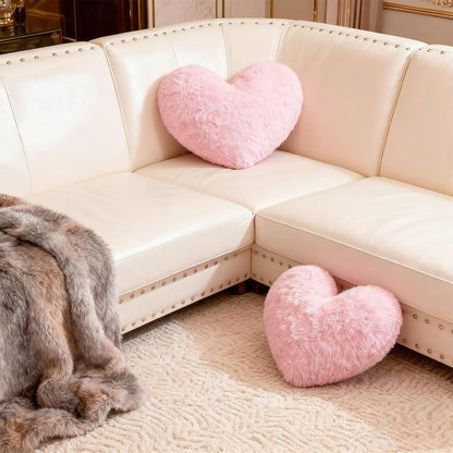 Heart Shaped Decorative Throw Pillow Super Soft Plush Cushion Cute Home Decor for Bedroom Living Room Sofa Chair Valentines Wedding(Pink)