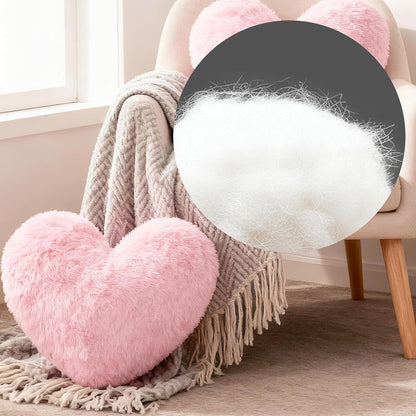 Heart Shaped Decorative Throw Pillow Super Soft Plush Cushion Cute Home Decor for Bedroom Living Room Sofa Chair Valentines Wedding(Pink)