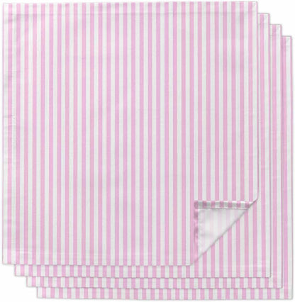 Pink White Stripe Cloth Napkins Set of 4, Holiday Napkins for Baby Shower, Modern Minimalist Geometric Striped Washable Reusable Dinner Napkin for Cocktail Wedding Party, 20 x 20 Inch